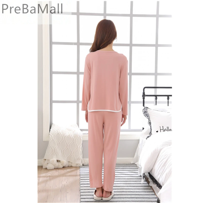 Maternity Nursing Nightwear long sleeve 2pcs/set Sleepwear Breastfeeding pajamas set for Pregnant Women B0466