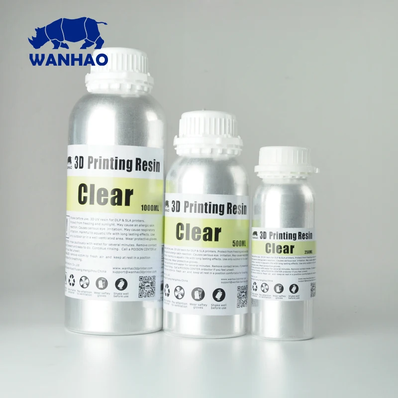 WANHAO воды моющаяся Резина 250 мл 0,25 л три цвета: черный/серый/Clear для Wanhao D7/D7 Плюс/D8 и всех DLP/объект соглашения о качестве предоставляемых услуг 3D принтеры