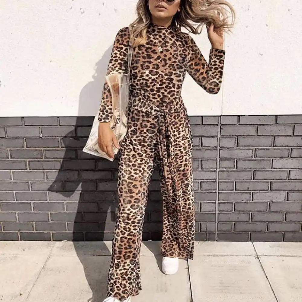 leopard print playsuit long sleeve