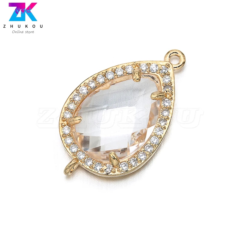 

14*23mm Oval-shaped Charms Jewelry Bracelet Pendants Cubic Zirconia Connectors DIY Jewelry Necklace Accessories, Model: VS297