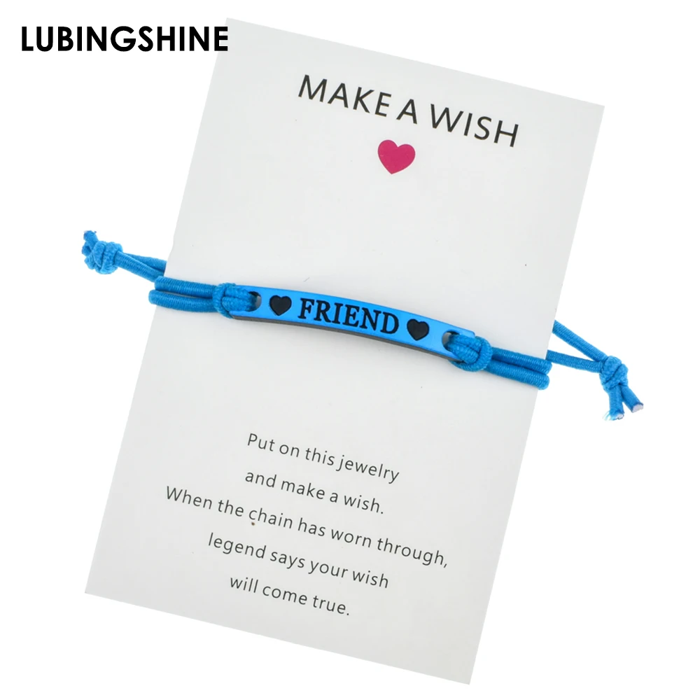

Make a wish Paper Card Handmade Braided Rope Chain Bracelet Best Friends Adjustable Bracelet for Women Fashion Jewelry Gifts