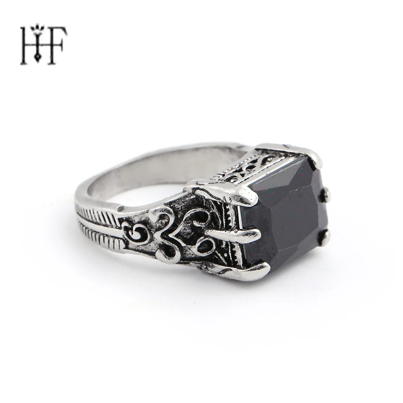 

Vintage Round Black Crystal Rings for Women Retro Black Ring High Quality Personality Men's Ring Street Artist nightclub Gift