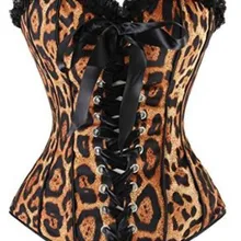 Леопардовый корсет под грудь и сексуальное женское белье на шнуровке размера плюс S-2XL