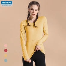 Для женщин тренажерный зал розовый Йога топы Йога рубашки с длинным рукавом Топы Спортивные Фитнес-Спорт футболки Training Спортивная одежда для йоги