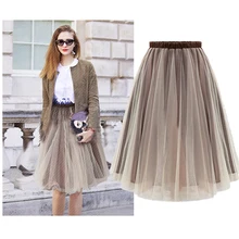 Европейский Стиль Для женщин юбка зрелые Перспектива Пикантные открытые сетки колено-Длина Юбки для женщин Твердые Хаки улицы партия весна Юбки для женщин