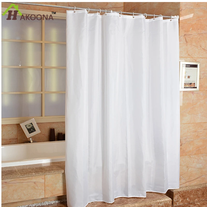 

HAKOONA Polyester Cloth Bathroom White Shower Curtain With Metal Grommets Occlusion Window Hanging Drapes