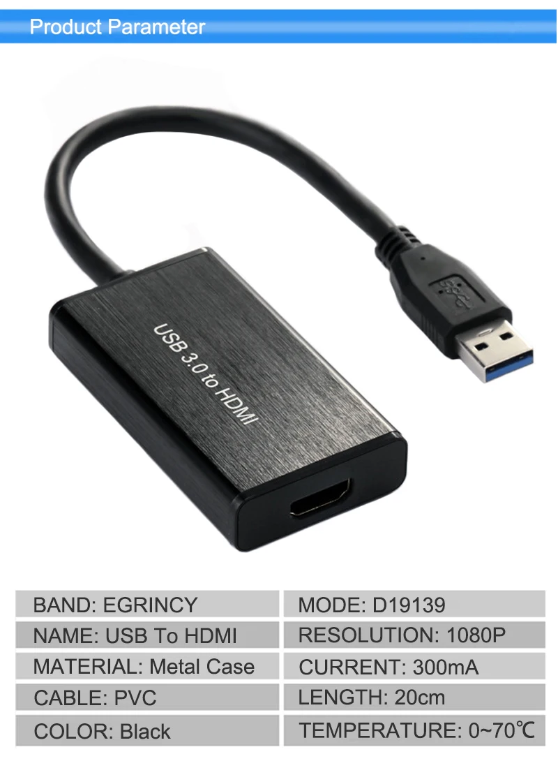 USB 3,0 к HDMI видео адаптер 1080P металлический корпус AV синхронизация USB3.0 к HDMI внешняя видео Графическая карта для ПК ТВ Проектор Монитор