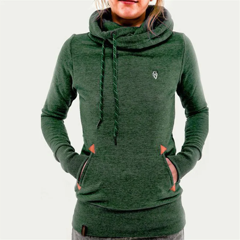 Для женщин Спортивная толстовка с капюшоном с длинными рукавами и карманами с вышивкой приталенные худи для тренировок свитера больших Размеры 5XL - Цвет: Зеленый