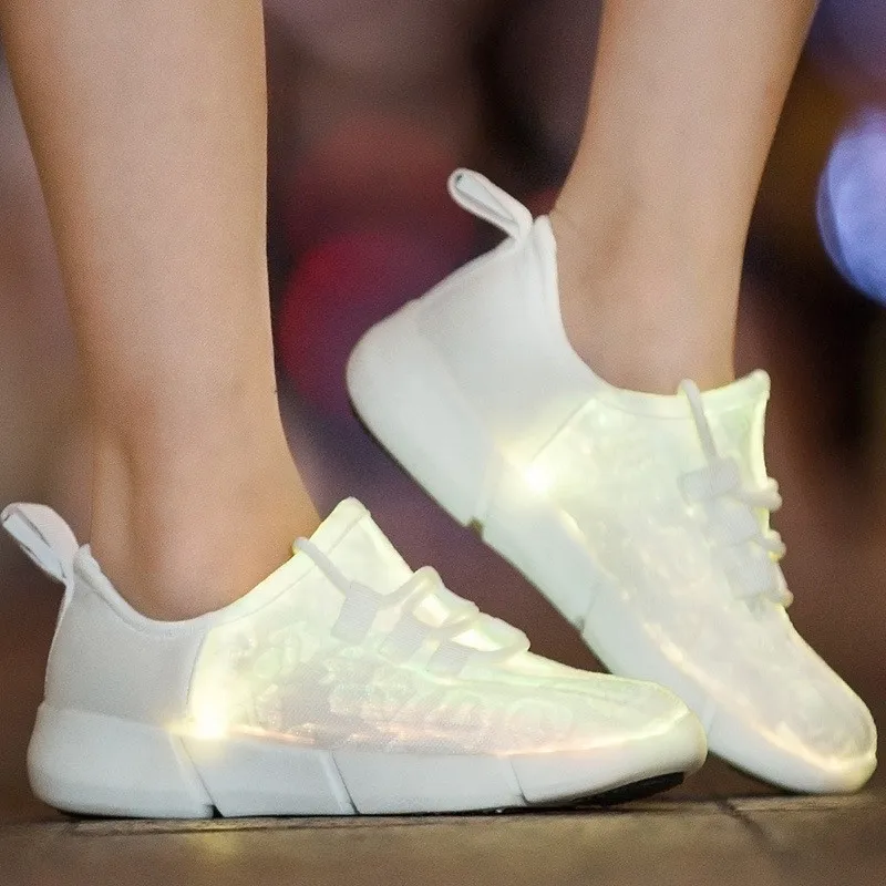Size 25-46 New Summer Led Fiber Optic Shoes for girls boys men women USB Recharge glowing Sneakers Man light up shoes9