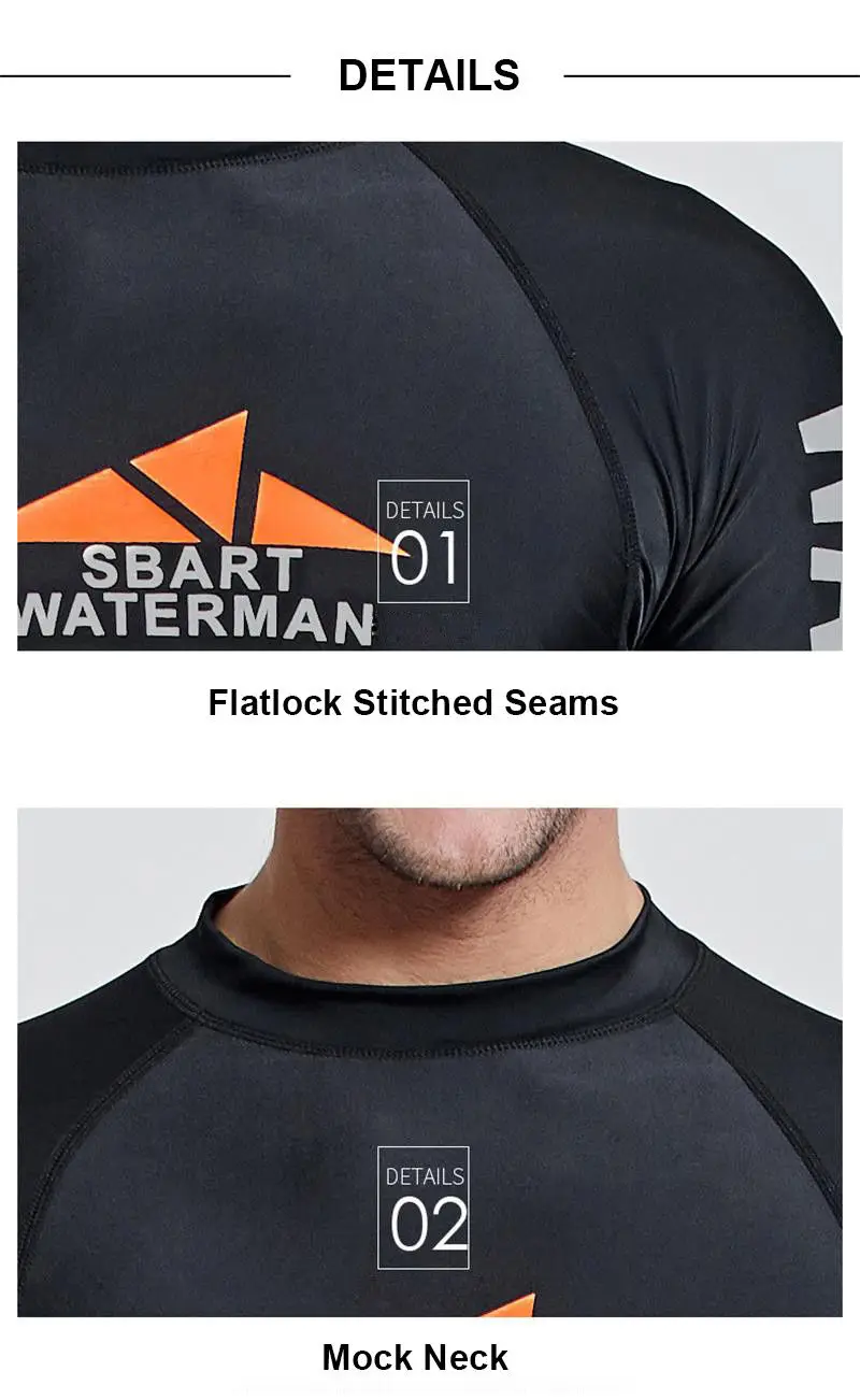 Sbart-Men's Surf Rash Guards Short Sleeve Diving Suit Anti-UV Swimming Surfing Snorkeling Beach Swimsuit Male Quick-Dry T-shirts