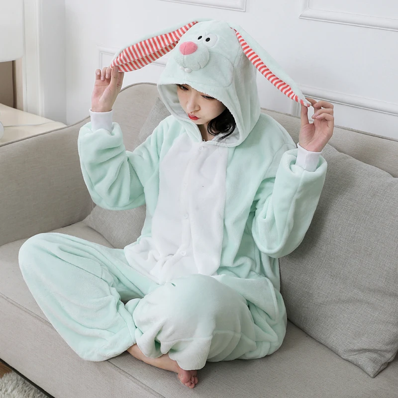 

Long Ear Rabbit Kigurumi Pajamas Bunny Onesies For Adults Women Animal One-Piece Pijama Halloween Suit Cosplay Costume Bodysuit