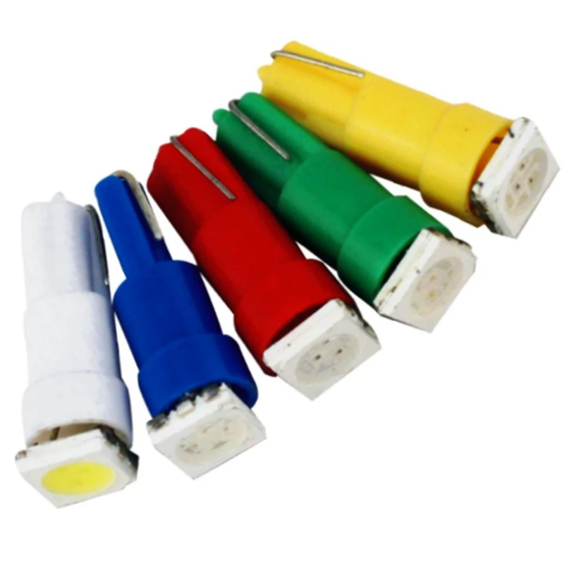 10 шт. T5 W3W W1.2W 5050 SMD СВЕТОДИОДНЫЙ Автомобильный клиновидный боковой лампочка