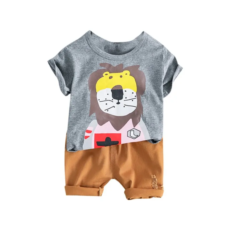 

Children Clothing Sets Summer Cotton Children Sets Infant Kids Boys Clothes Baby Lion Printed Casual Tops T-Shirt+Pants Set