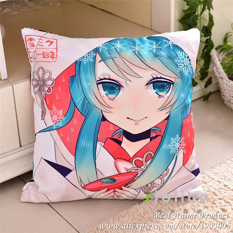 Японская Vocaloid Hatsune Miku длинная подушка для объятий квадратная задняя подушка 45x45 см плюшевая ткань