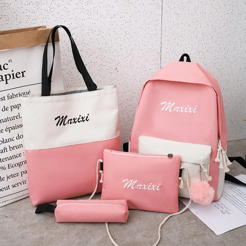 

4Pcs/set Women School Backpacks Nylon Schoolbag For Teenagers Girls Student Book Bag Boys Satchel Bolsas Mochilas Sac A Dos