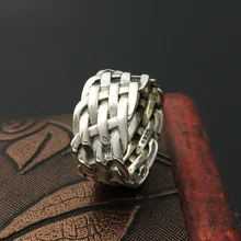 S925 стерлингового серебра Orna Для мужчин ts Ретро тайский серебряный Для мужчин ткань моды кольцо