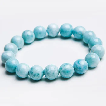 

Fashion 11mm 100% Natural Blue Larimar Bracelet Gemstone Round Beads From Dominica Stretch AAAAAA For Women Female AAAAA