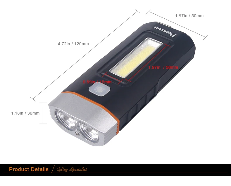 Clearance Deemount Cycling Front Lighting Bicycle Headlight Front Lamp T6 Cree U2 COB LED Torch Lantern Internal Battery Type USB Charge 2