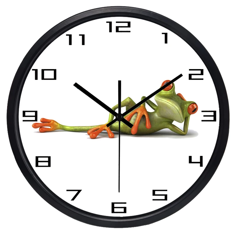 4 Styles Cartoon Flog Wall Clock for Children Room Bedroom Living Silent Glass | Дом и сад