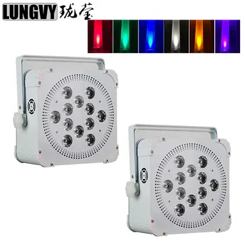 

Free Shipping 2pcs/Lot 12X18W 6in1 RGBWA UV Battery Powered Flat Wireless DMX Led Par Lighting