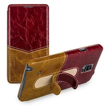 New Arrival Back Protective Phone Cover Genuine Leather Protector Case with Stand Holder for Samsung Galaxy Note4 Note IV N9100
