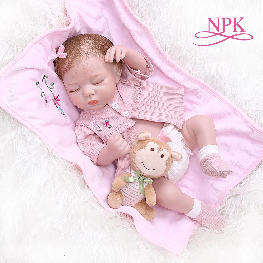 

NPK 48CM newborn bebe realistic reborn soft full body slicone lifelike sleeping baby Anatomically Correct