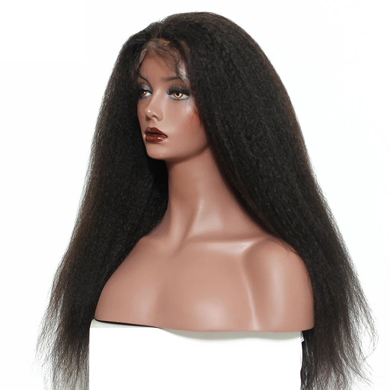 Kinky Straight Glueless Full Lace Wigs Human Hair With Baby Hair Italian Yaki Human Hair Wigs Transparent  Kinky Hair