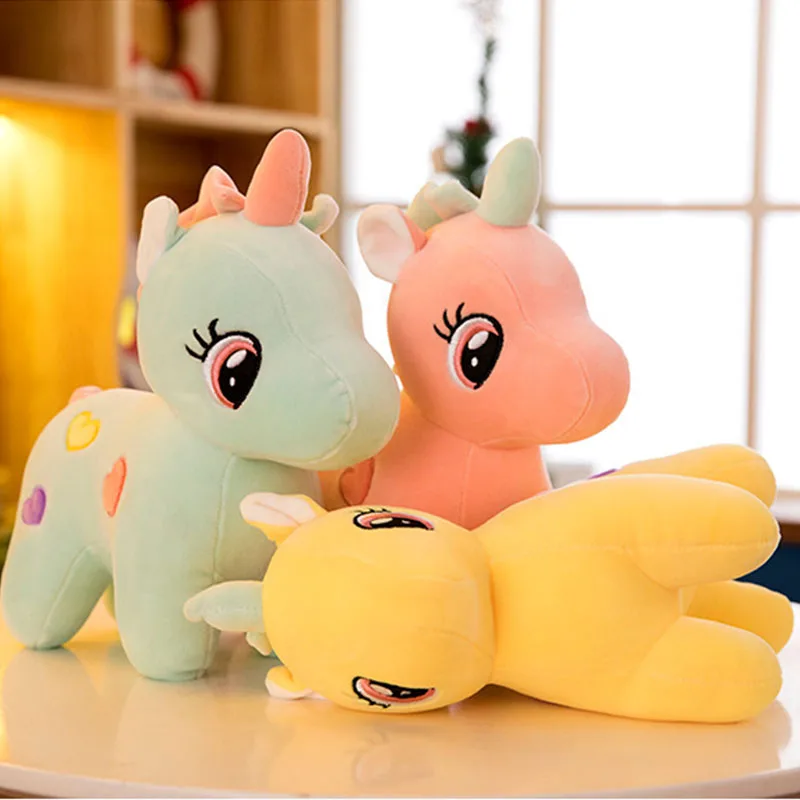 25CM Lovely Cartoon Unicorn Stuffed Toys Pillow Soft Animal Baby Dolls Kids Toys for Girls and Kawaii Wedding Throwing Presents