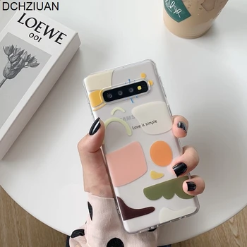 

DCHZIUAN Love is Simple Phone Case For Samsung Galaxy S9 S8 S10 Plus S10E Note 9 Note 8 Geometric Abstract Colors Case Cover