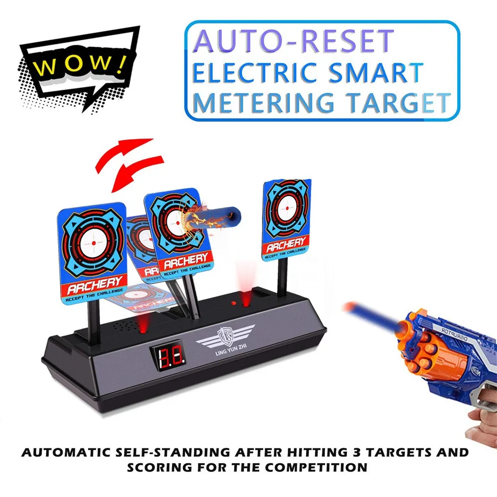 

Electronic Digital Target for Nerf Guns N-Strike Elite/Mega/Rival Series - Auto-Reset Intelligent Light Sound Effect Scoring Ta
