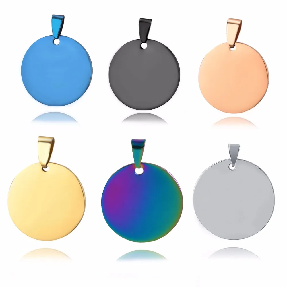 

Military Army ID 6 Colors Stainless Steel Customized Name BlankRound Dog Tags Pendant Engraved Quality Necklace Jewelry