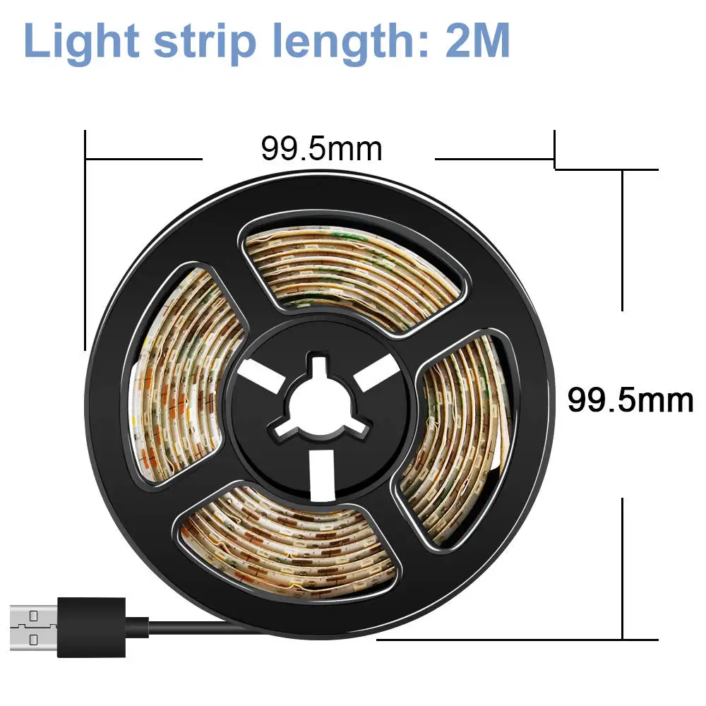 USB Tira Luces, светодиодный светильник, лента 5 В, водонепроницаемая лампа, Светодиодная лента для ТВ, фоновый светильник, 1 м, 2 м, 3 м, 4 м, 5 м, ленточный светильник, лента 220 В, штепсельная вилка европейского стандарта - Испускаемый цвет: 2M 120LEDs