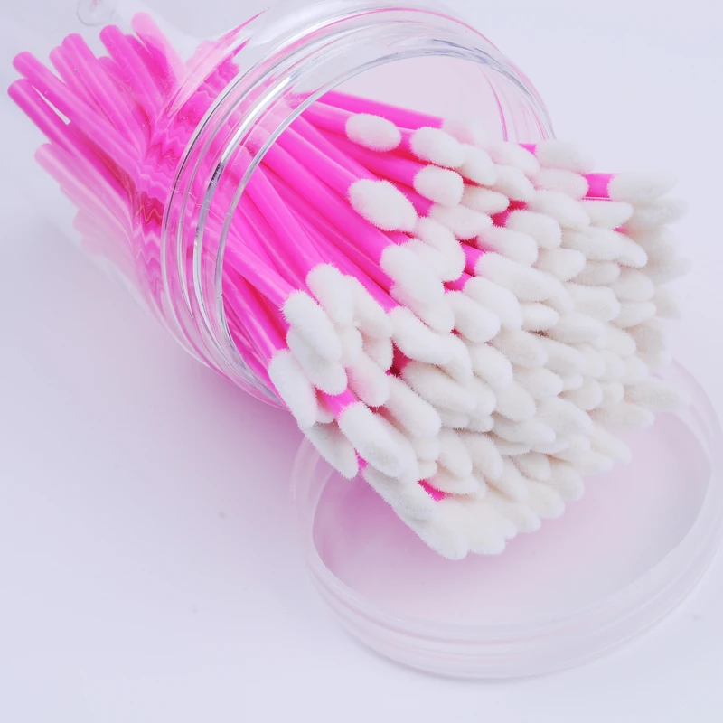 

MECOLOR 100pcs/lot Makeup Brushes Set pink color disposable lip gloss lipstick Brush for cosmetics applicator beauty Tool Kit