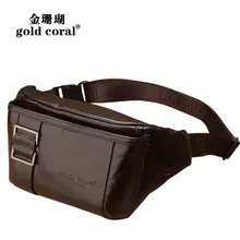 GOLD CORAL Fashion Waist Belt Bag Casual Men Genuine Leather Travel Hip Bum Bag Fanny Pack for Phone Pouch Male Messenger Bags