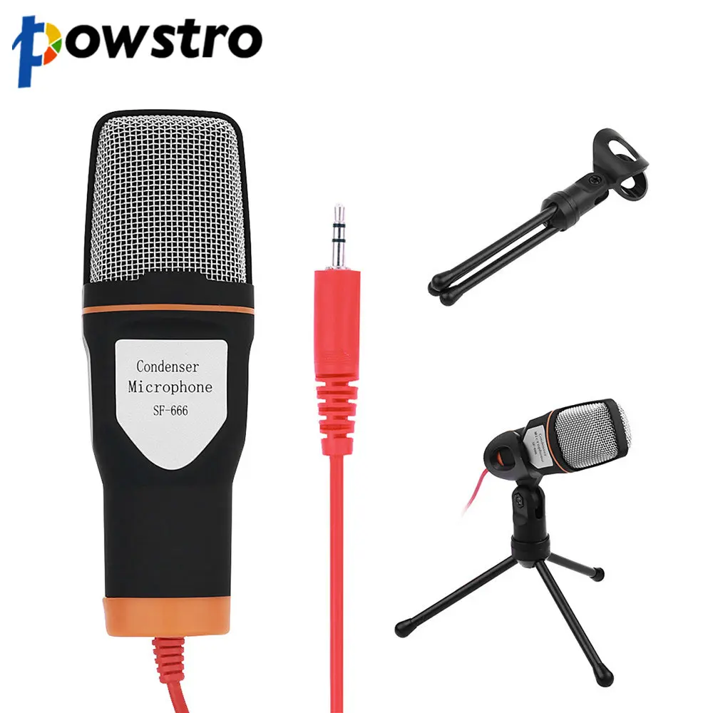 3.5mm Jack Audio Condenser Microphone Mic Studio Sound Recording Wired Microphone with Stand for
