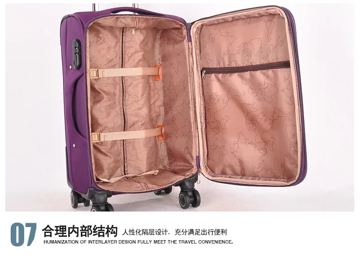 ZYJ Fabric Business Travel Airplane Rolling Luggages Men Women Suitcase Clothing Carry On Trolley Soft Luggage (15)