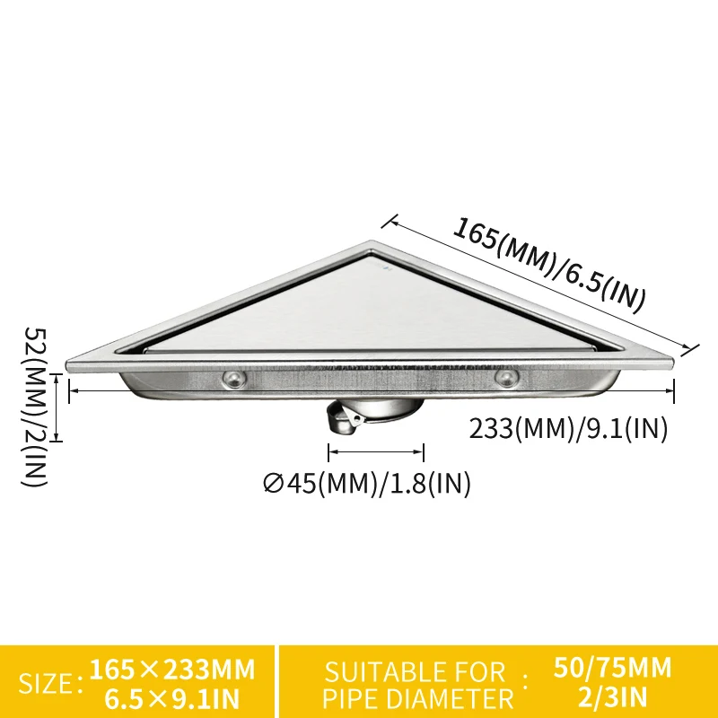 Треугольный Невидимый водосток пола, балкон, ванная комната, угловой слив, дезодорант, скрытый тип, плитка, вставка, душ, слив, быстрый дренаж - Цвет: Middle Gravity Type
