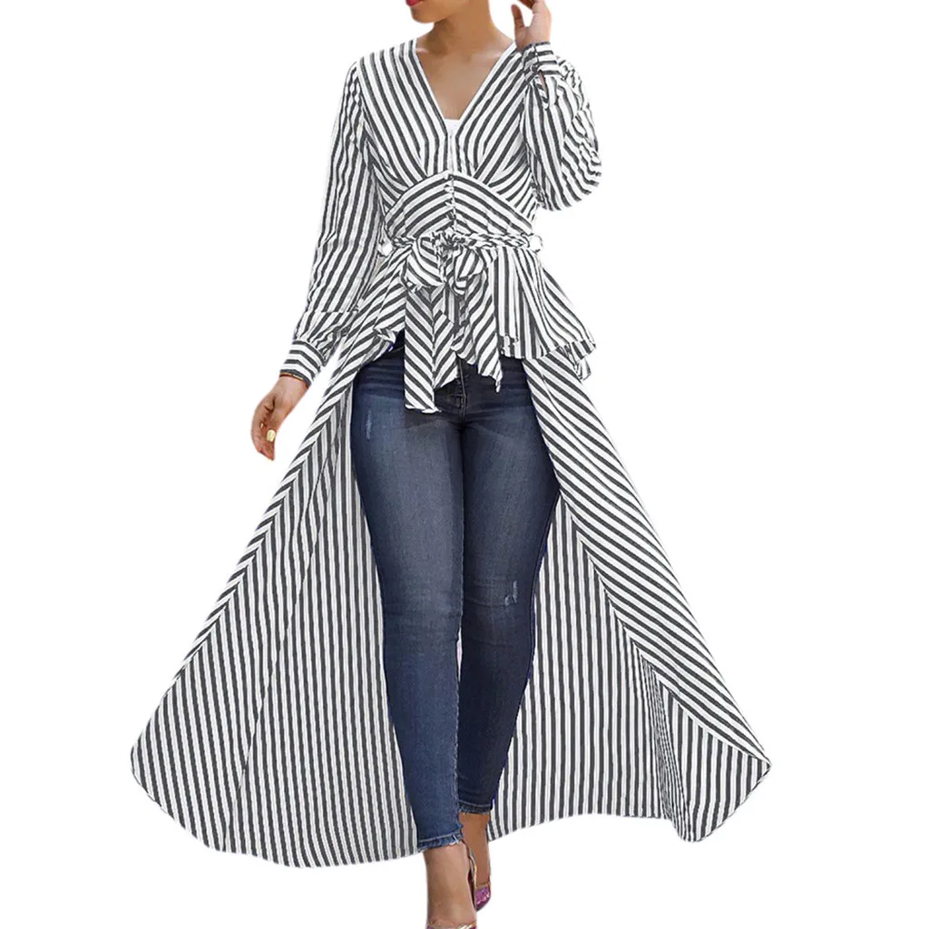 

Streetwear Womens Tops And Blouses Woman Clothes 2019 Striped Long Sleeve Long Shirt Ladies Tops Womens Korean Fashion Clothing