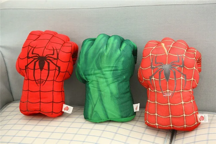 [Топ] косплей 2 шт./лот Мстители 2 невероятные spuer герой Халк и Человек-паук Боксерские перчатки 11 "плюшевая игрушка модель детского подарка