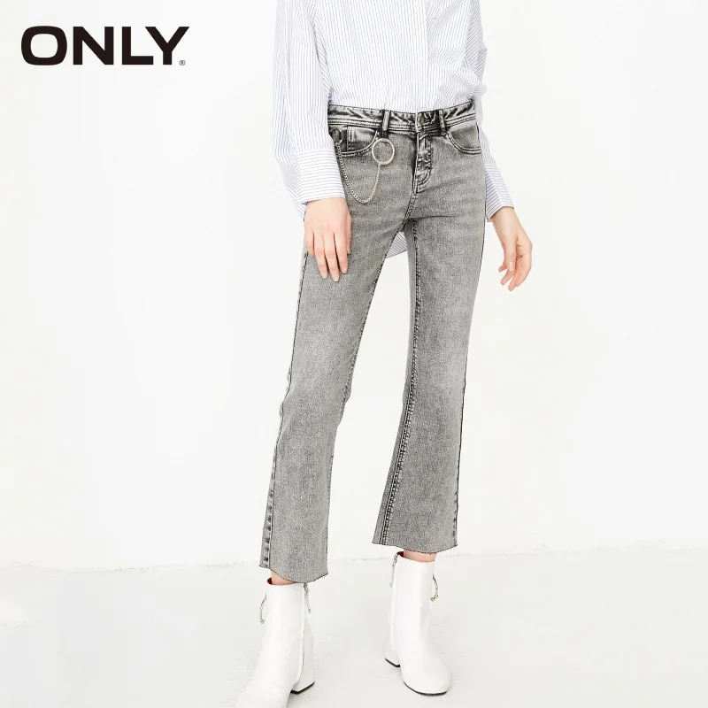 

ONLY 2019 Spring Summer New Women's Raw-edge Flared Jeans |118149567