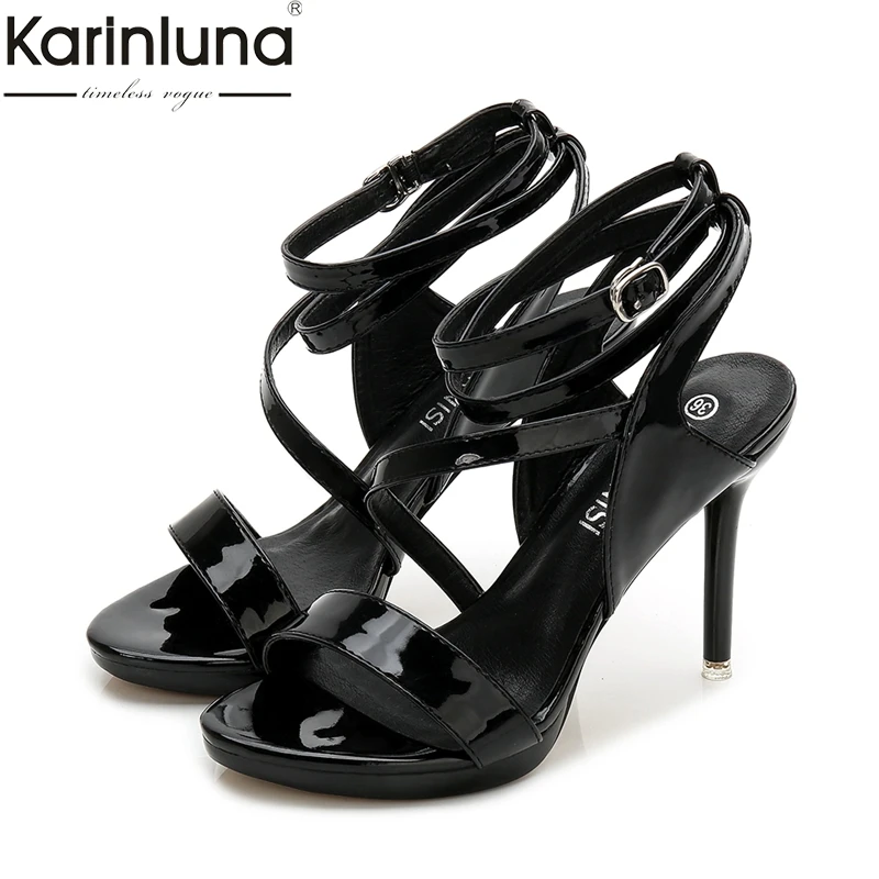 

Karinluna Plus Size 44 Top Quality Summer Thin High Heels Gladiator Sandals Women Shoes Sexy Party Shoes Woman Sandals