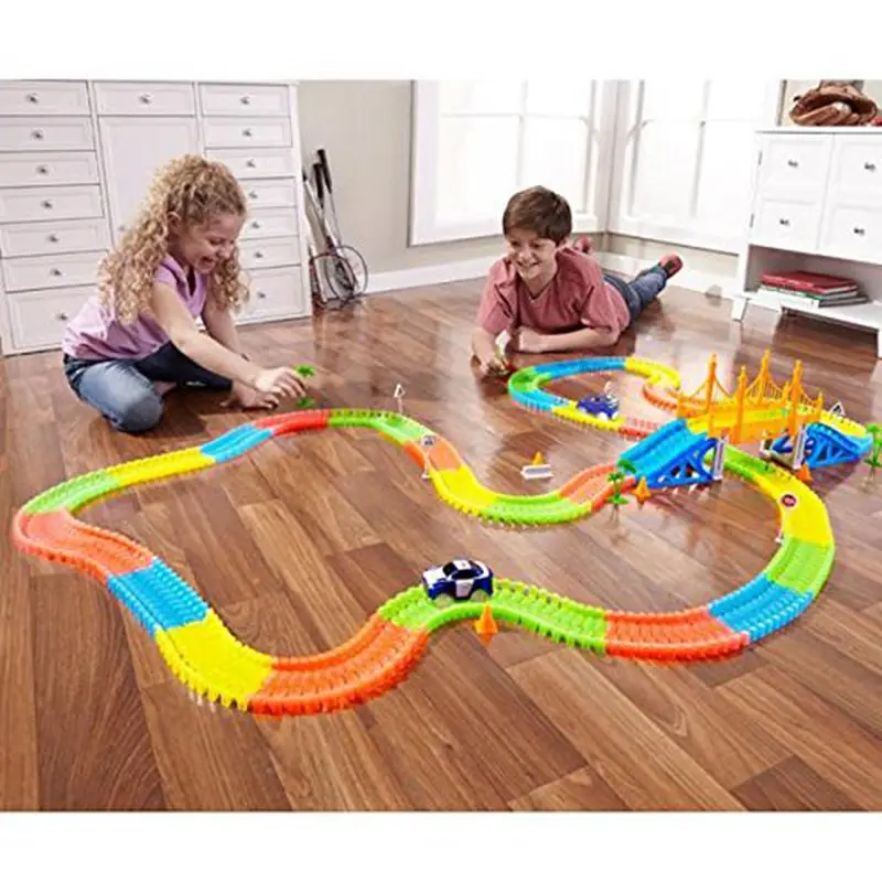 

2019 Magical track funny Glowing Race Track DIY Assembly Race Tracks Miraculous Race gifts Educational toys for children boy