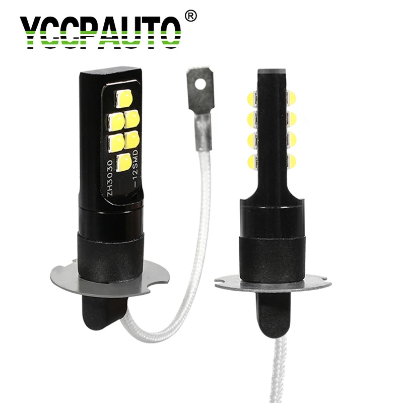 

YCCPAUTO 2Pcs Super Bright H1 H3 LED Bulbs Car Fog Lights 3030 SMD 1200LM Auto LED Head Driving Lamp DRL White Yellow 12V