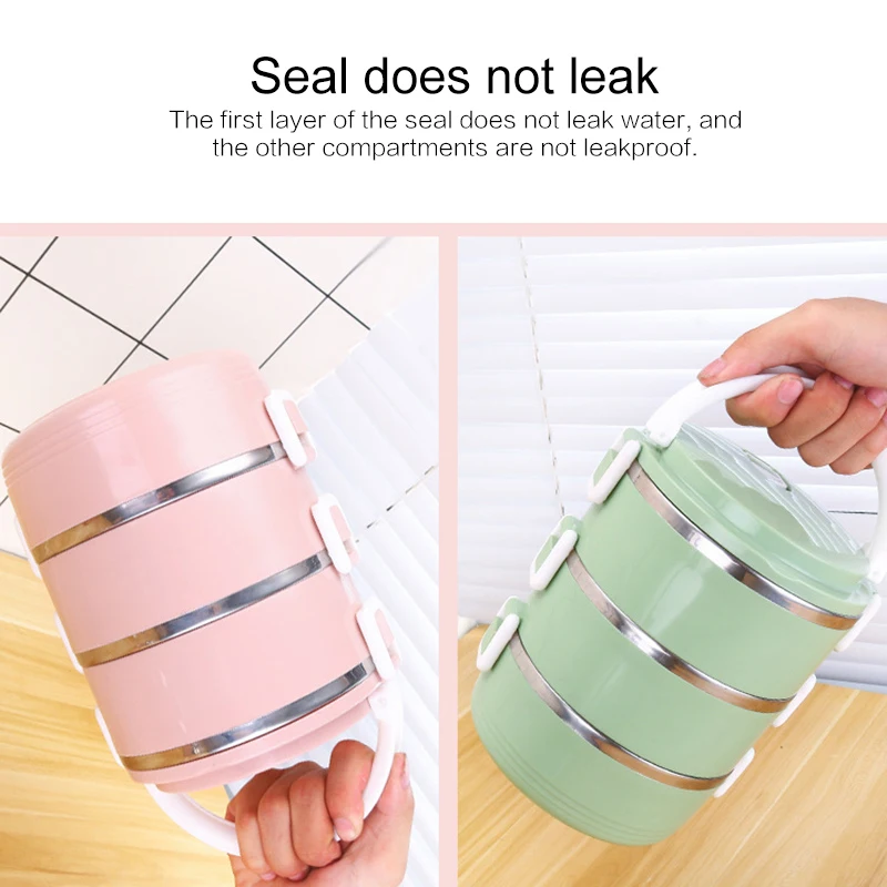 

Portable stainless steel sealed insulated lunch box bento box multi-layer