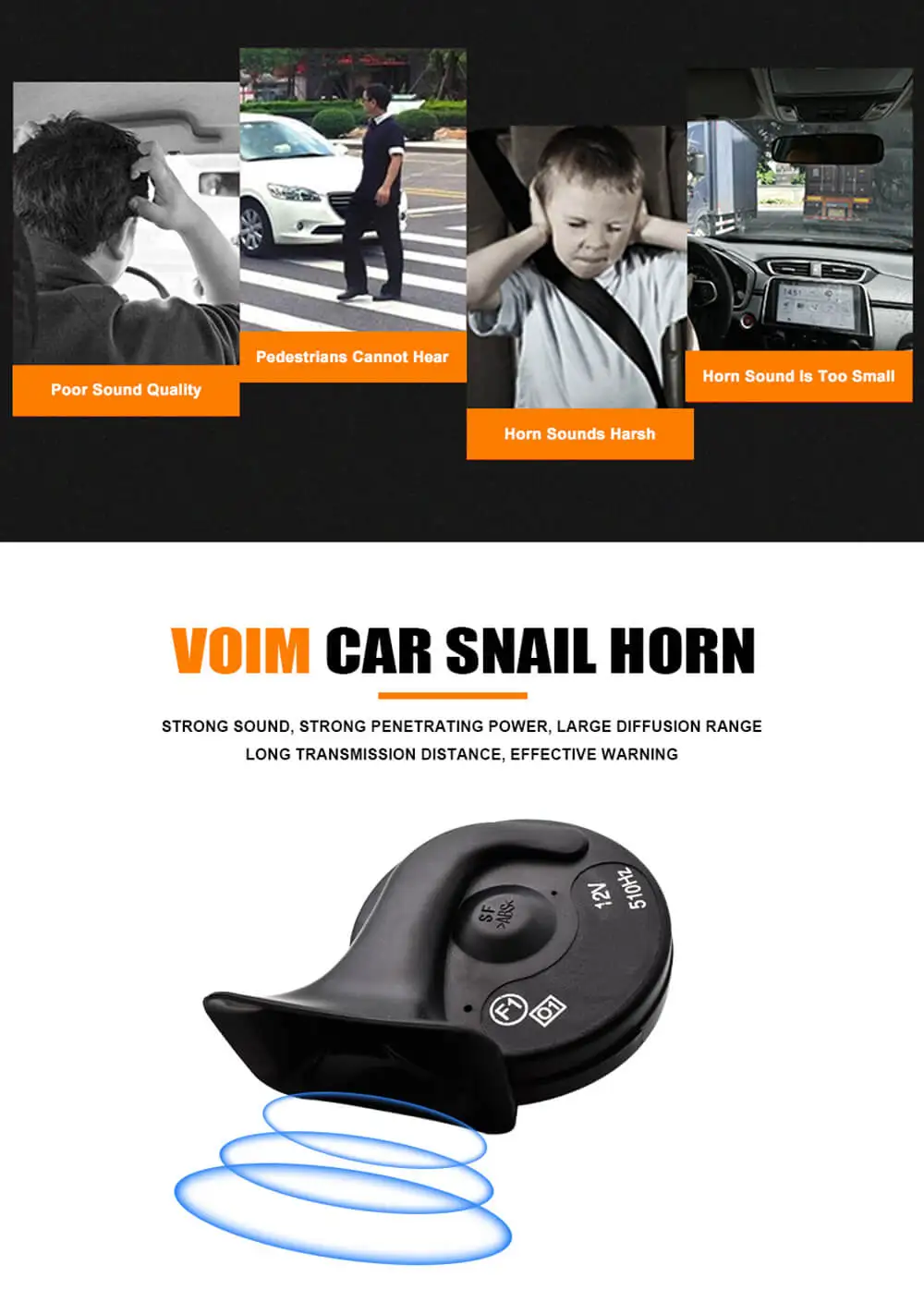 VOIM 12 В Универсальный супер громкий автомобильный динамик с улиткой, электрические аксессуары с высококачественным звуковым сигналом для транспортных средств