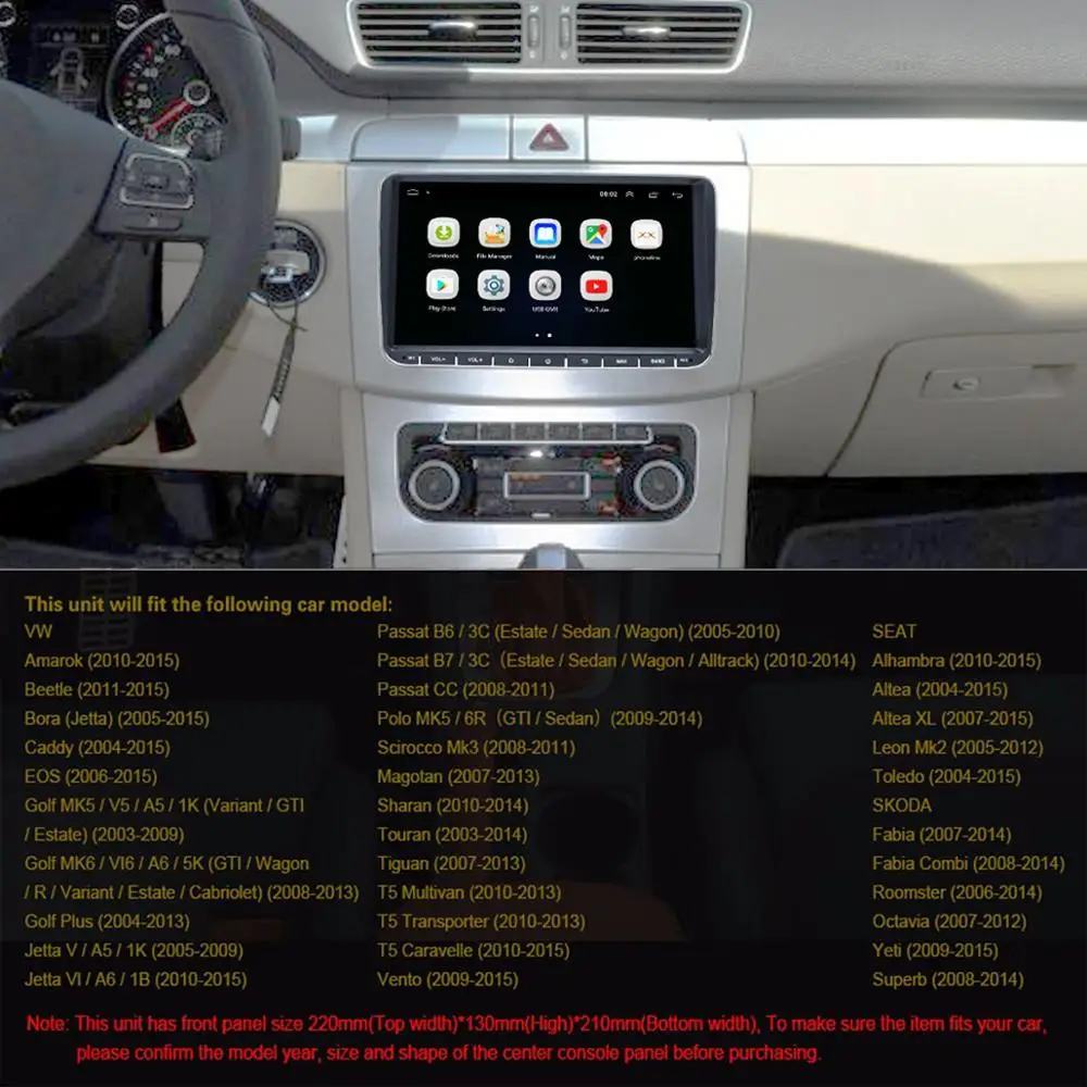 9 дюймов Android 1 Автомобильный мультимедийный плеер Радио Стерео GPS WIFI/4G MP5 Playr для VW