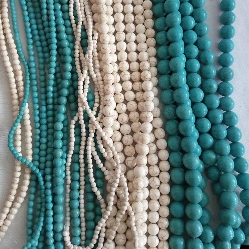 

Round Natural Green Blue Turquoises White Howlite Beads for Jewelry Making 3 4 6 8 10 12 MM Wholesale Findings DIY Accessories