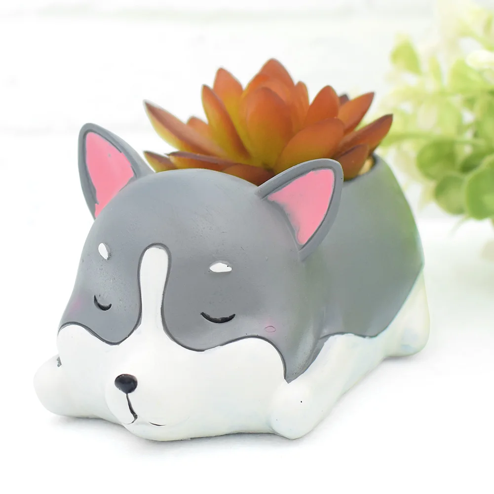 

Cute Dinosaur Flower Pot Fern Plant Container For Succulent Cactus Aloe Animal Plant Pot Cartoon Sleepy Corgi Succulent Planter