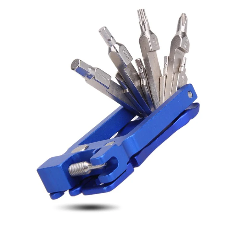 21 в 1 Набор инструментов для ремонта велосипеда, инструменты для удаления шестигранных ключей, отвертки, уровень шин, Аллен, гаечный ключ, инструменты для ремонта велосипеда - Цвет: Blue