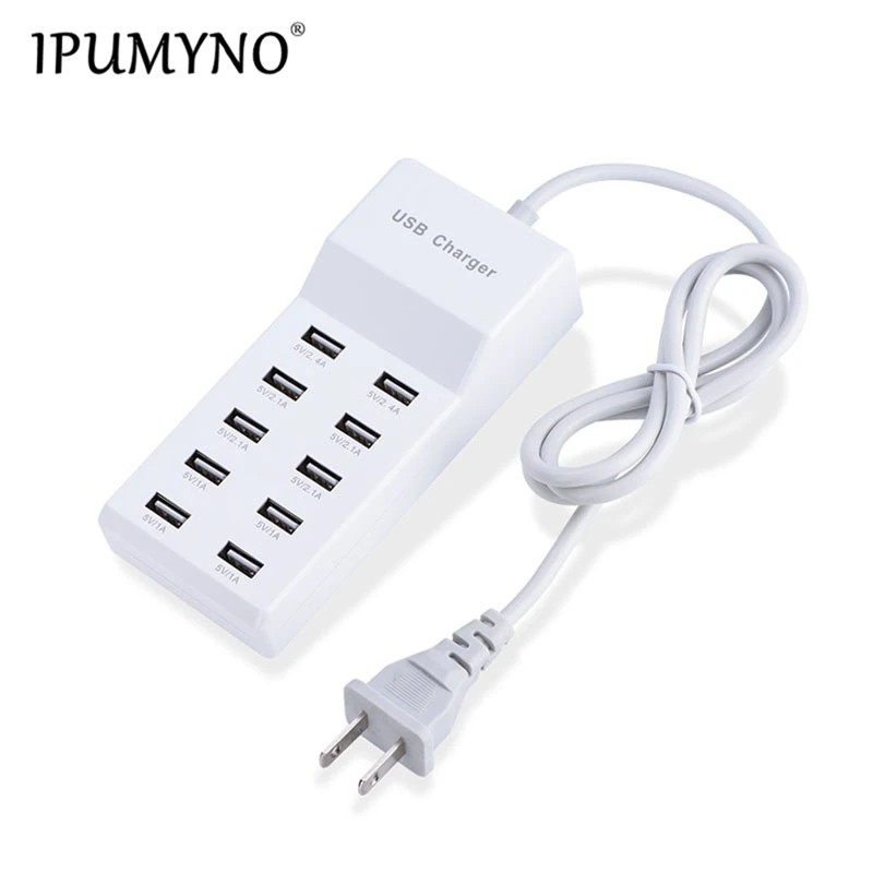 

IPUMYNO 10 Port 10A US EU UK Plug Multiple Wall USB Charger Smart Adapter Mobile Phone Tablet Charging Device For iPhone Samsung